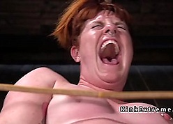 Bbw redhead resultant not far from hogtie gets whipped